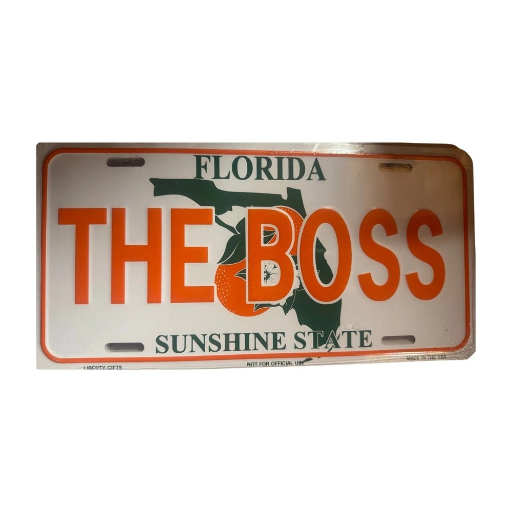 Florida Sunshine State Novelty License Plate THE BOSS Aluminum Car Tag Bin Deal